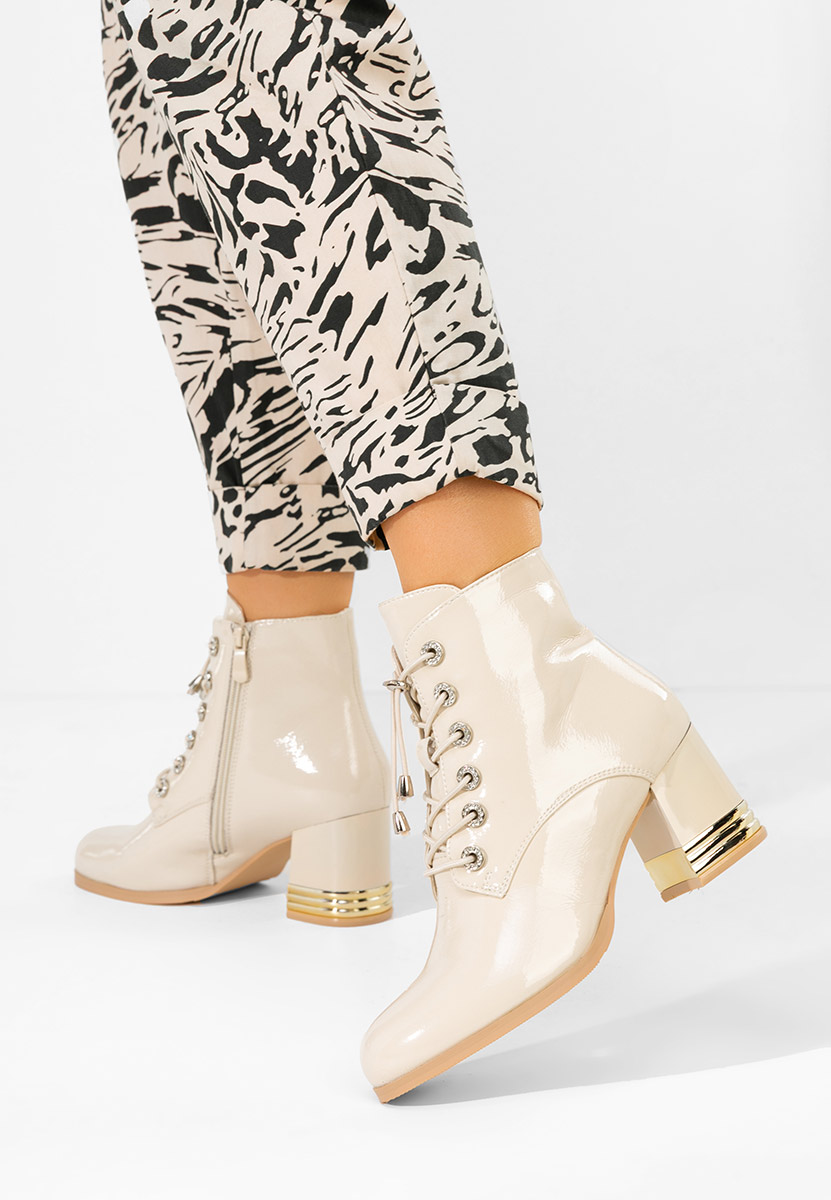 Takina bézs bokacipő vastag sarokkal