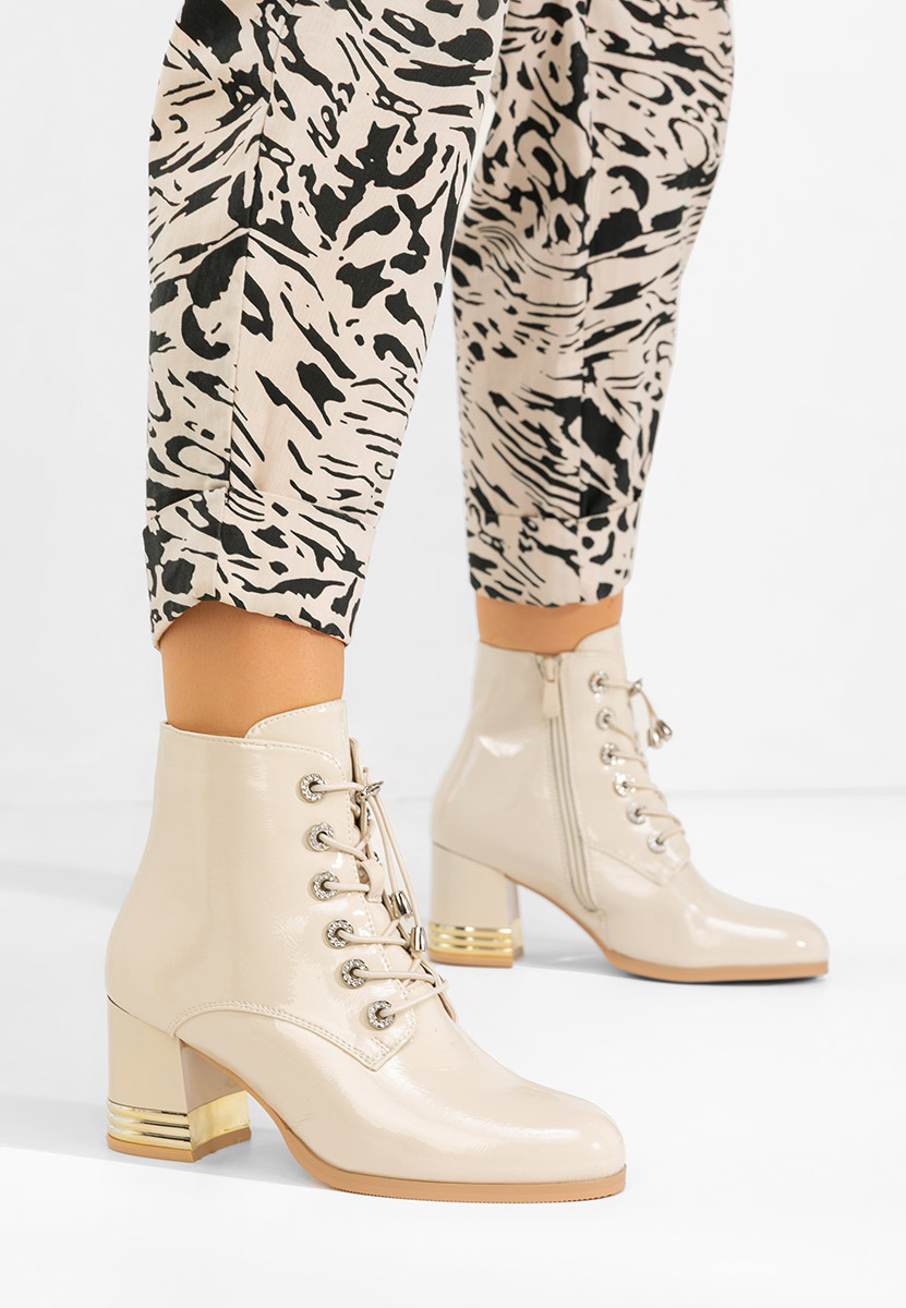 Takina bézs bokacipő vastag sarokkal