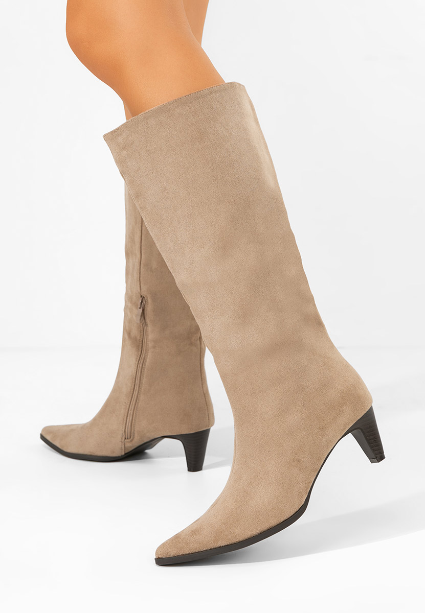 Favora khaki női elegáns csizma