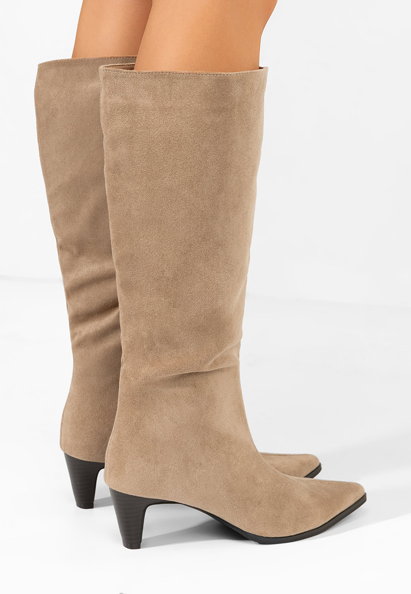Favora khaki női elegáns csizma