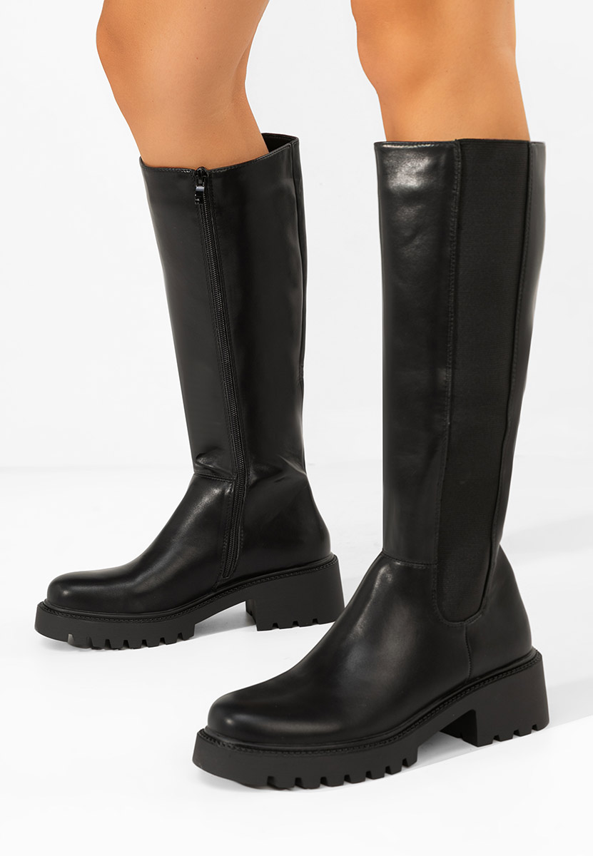 Calipso fekete hosszú szárú csizma