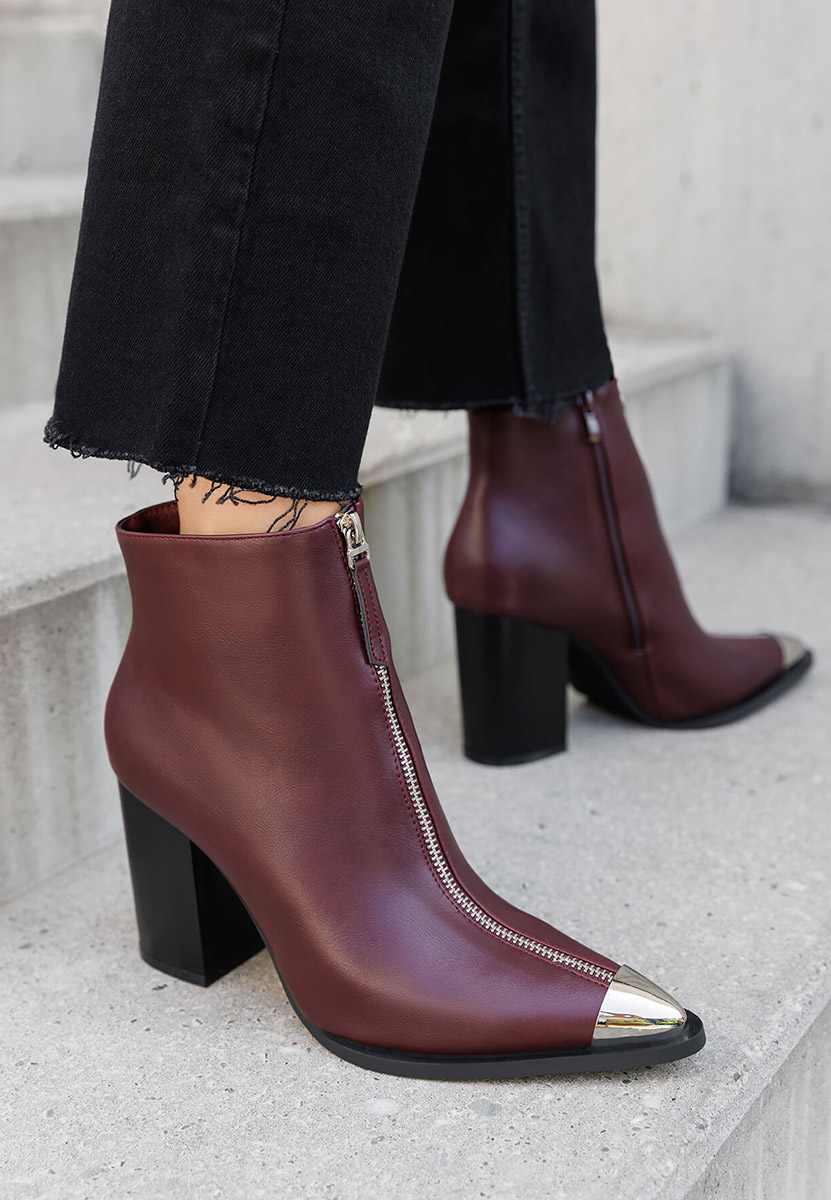 Penia borvörös bokacsizma vastag sarokkal