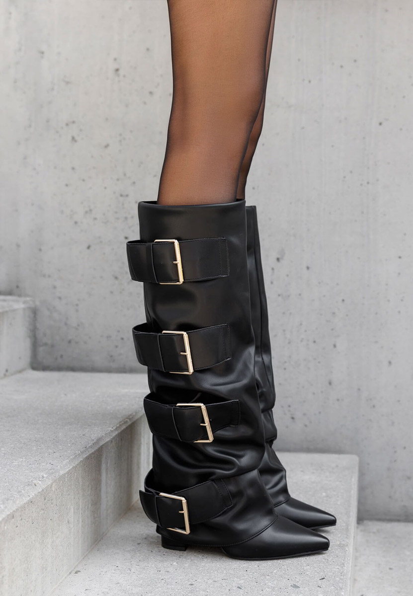 Jefery fekete magassarkú csizma