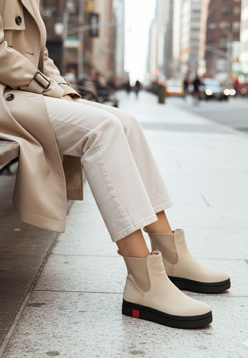 Samera bézs női bokacsizma