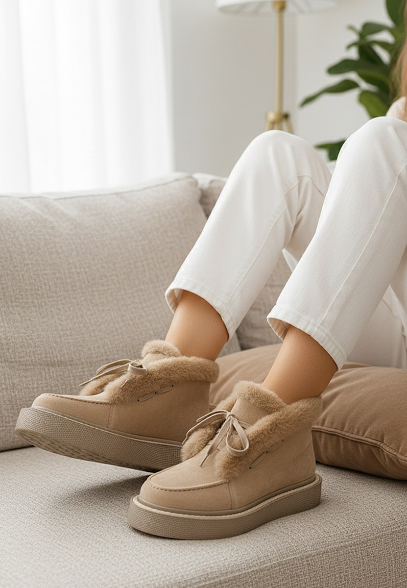 Hazey bézs női téli bokacipő Hazey bézs női téli bokacipő