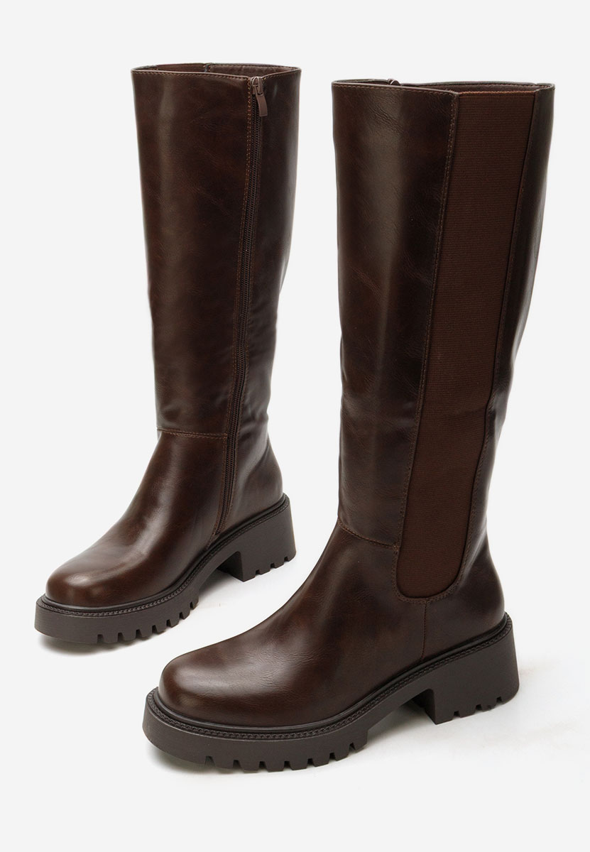 Calipso barna hosszú szárú csizma