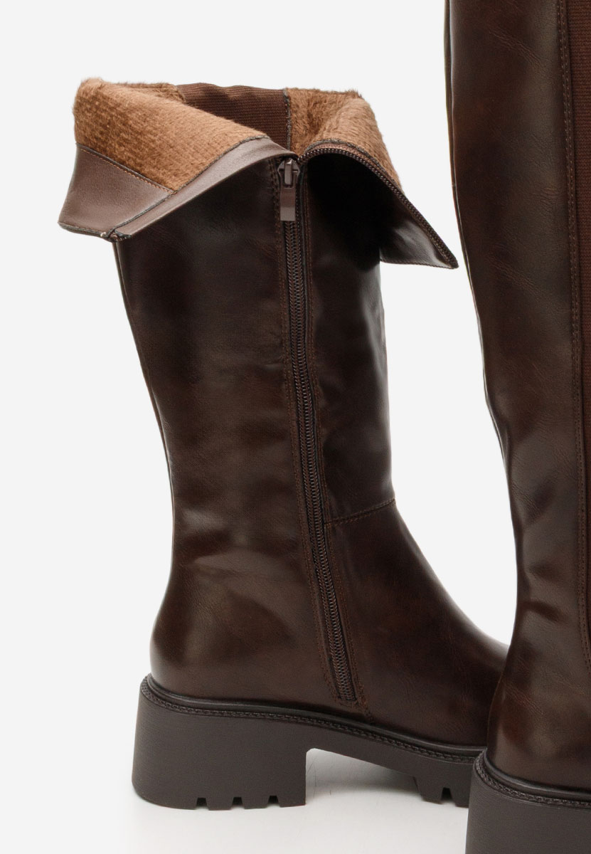 Calipso barna hosszú szárú csizma