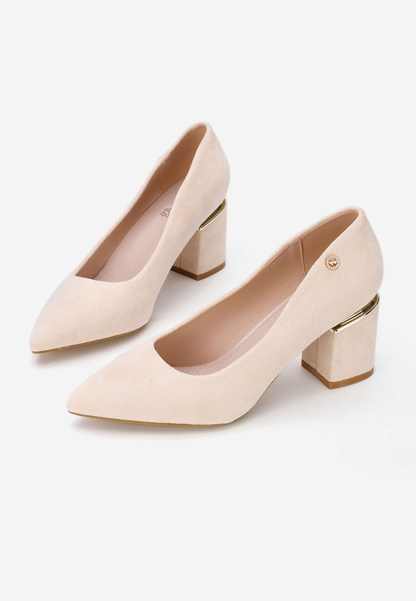 Nelia v5 bézs vastag sarkú magassarkú 