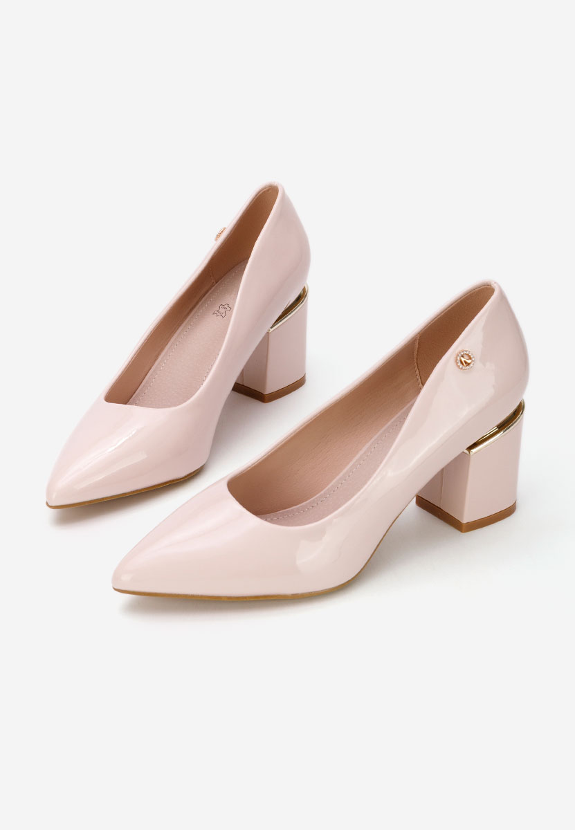 Nelia v4 bézs vastag sarkú magassarkú 