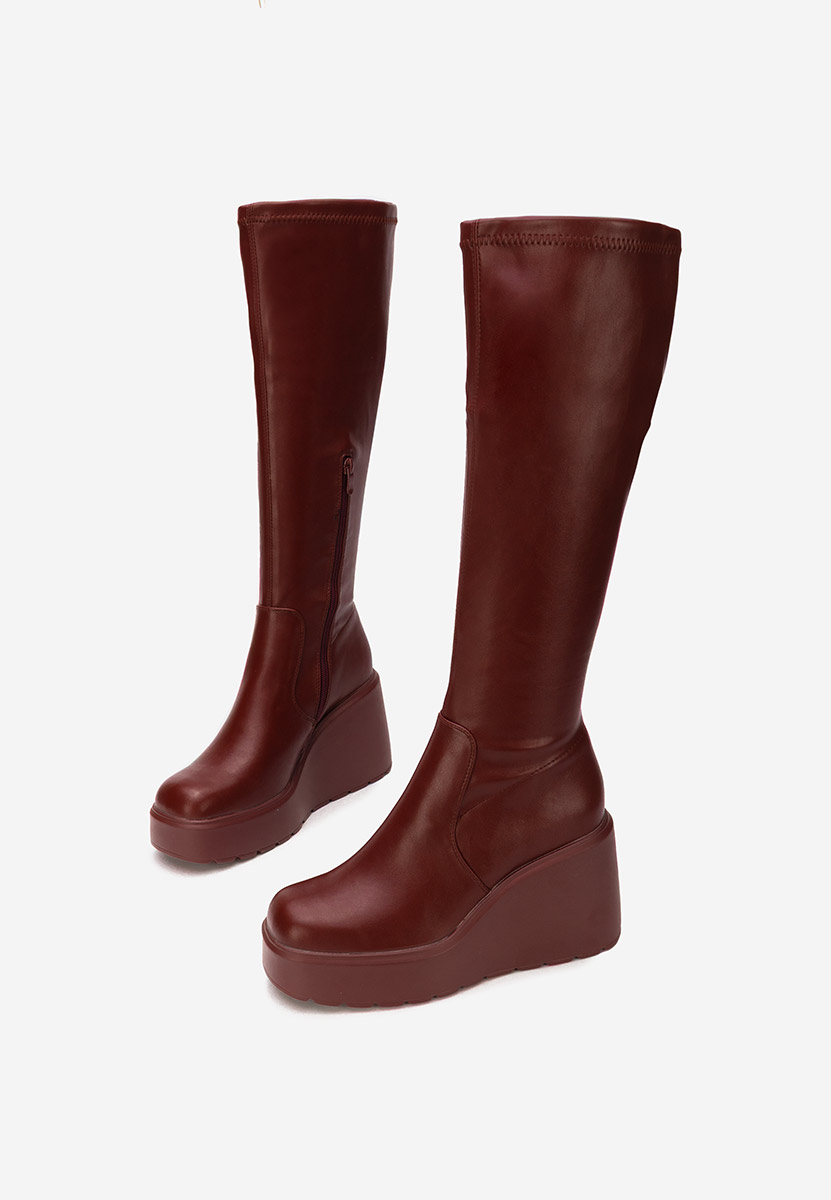 Rozalin bordo  platform csizma