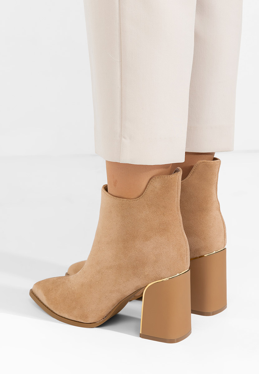 Savrina khaki bokacipő vastag sarokkal