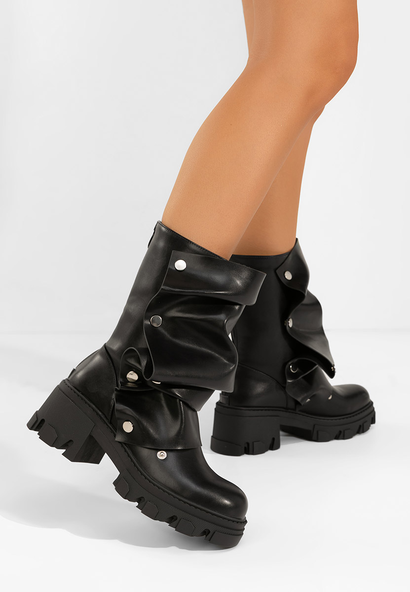 Valena fekete rövid szárú csizma