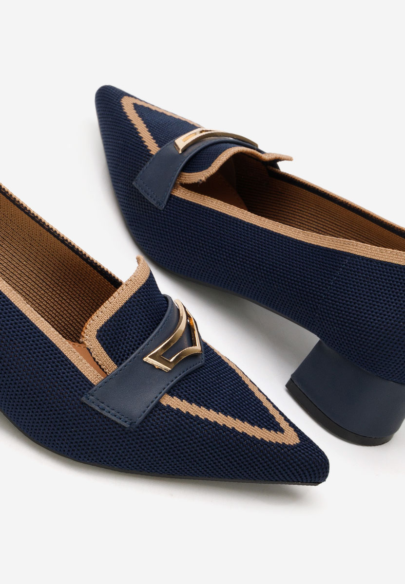 Dianey tengerészkék alacsony sarkú körömcipő