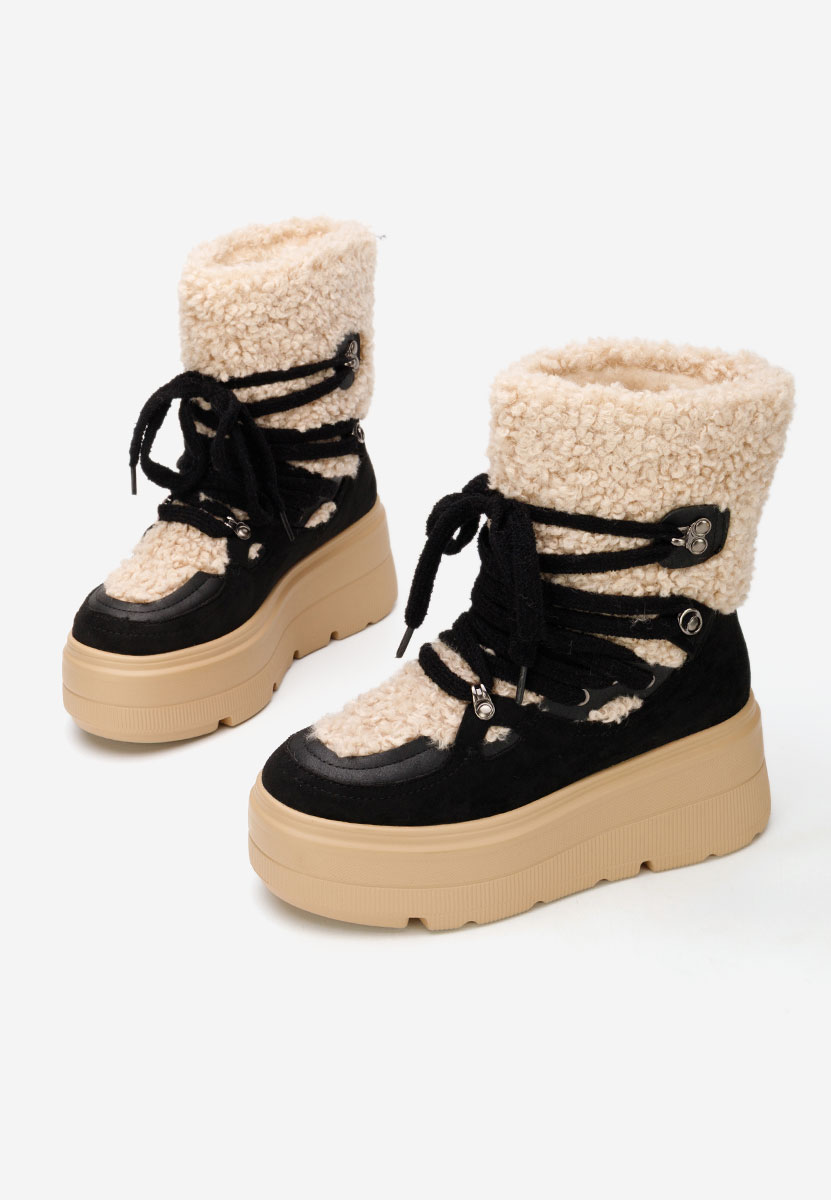 Norelia fekete telitalpú platform bokacsizma