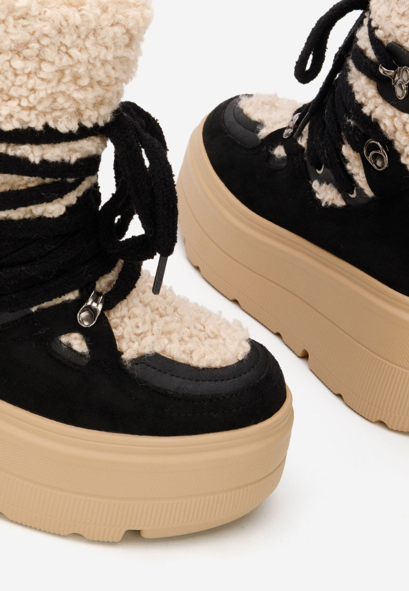 Norelia fekete telitalpú platform bokacsizma