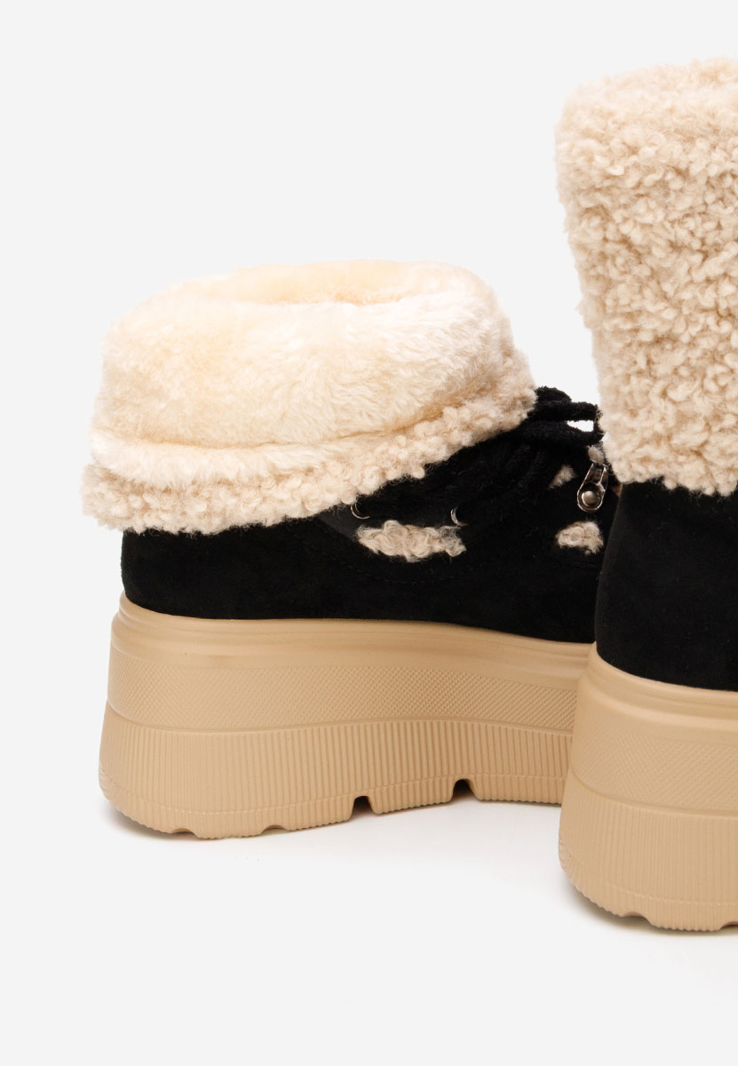 Norelia fekete telitalpú platform bokacsizma