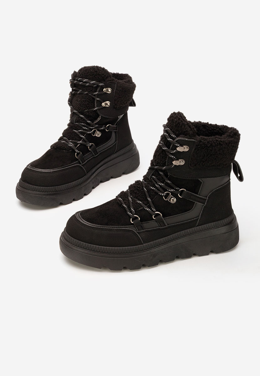 Mavira fekete telitalpú platform bokacsizma