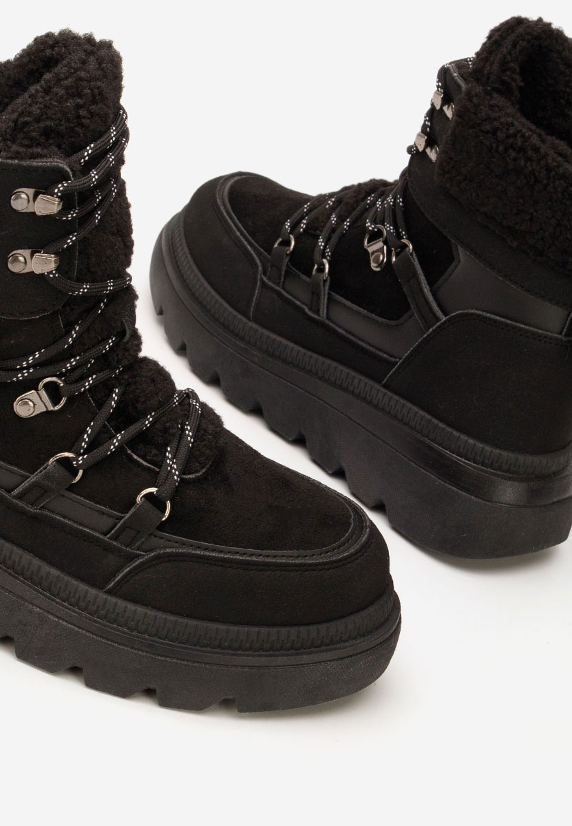 Mavira fekete telitalpú platform bokacsizma