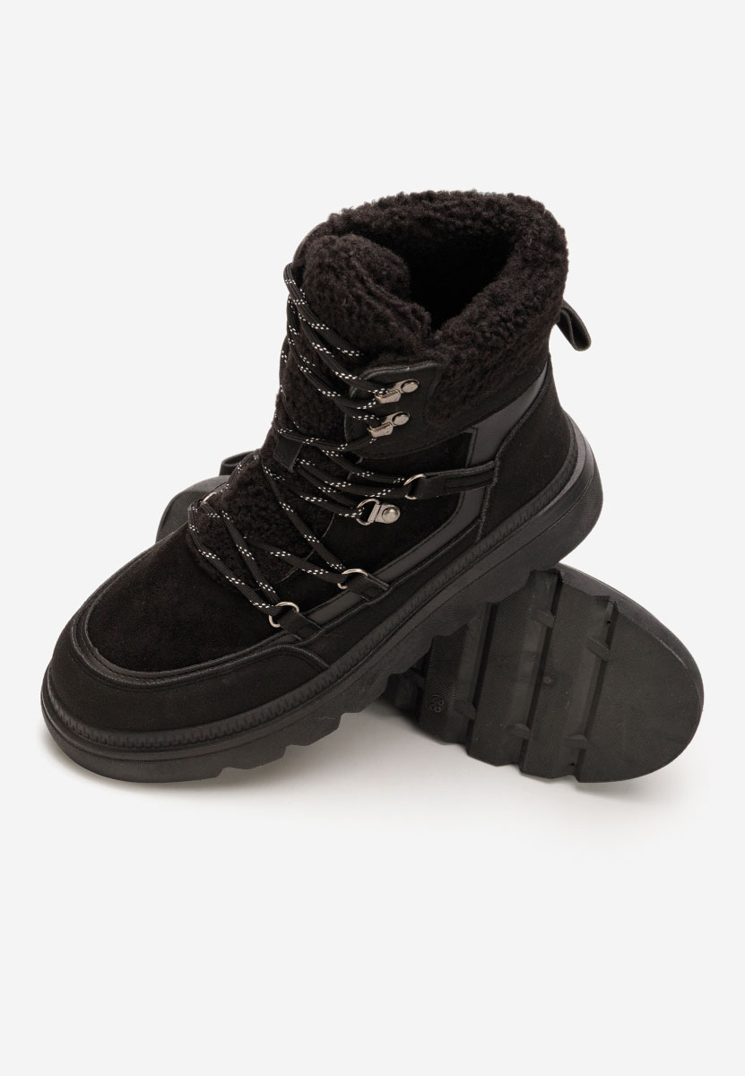 Mavira fekete telitalpú platform bokacsizma