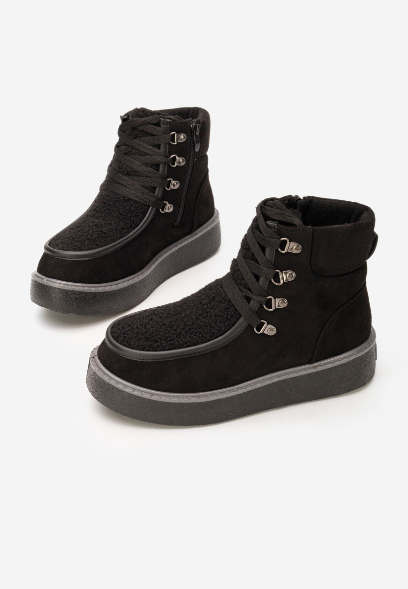 Liraia fekete telitalpú platform bokacsizma