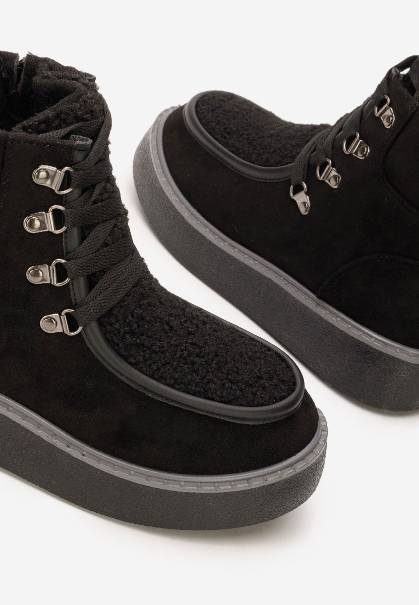 Liraia fekete telitalpú platform bokacsizma