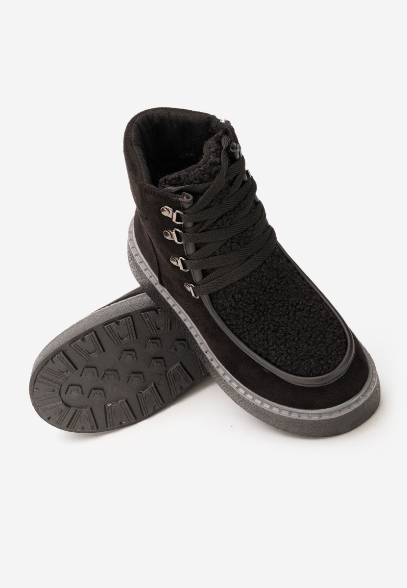 Liraia fekete telitalpú platform bokacsizma