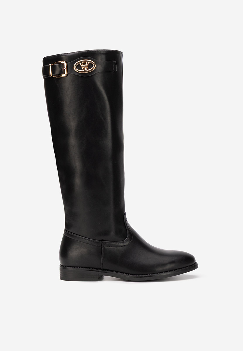 Nubira fekete lapos talpú csizma 