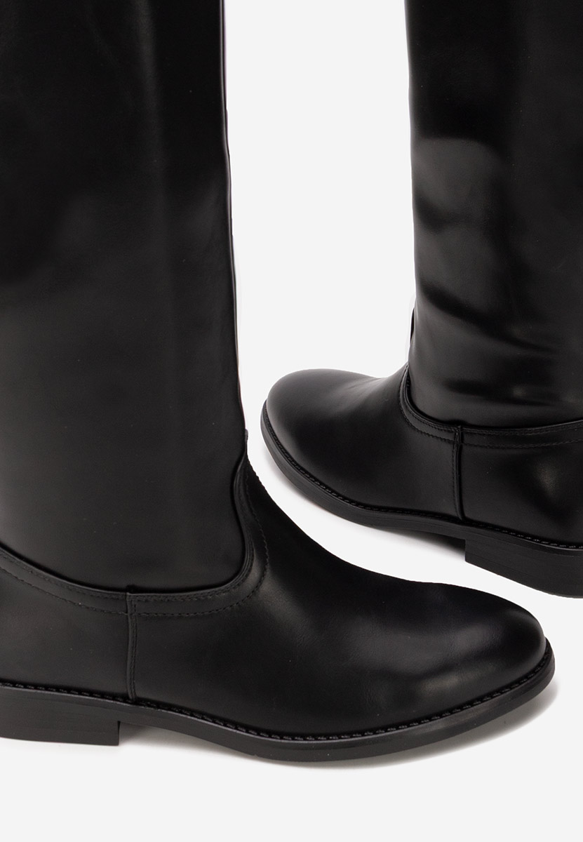 Nubira fekete lapos talpú csizma 