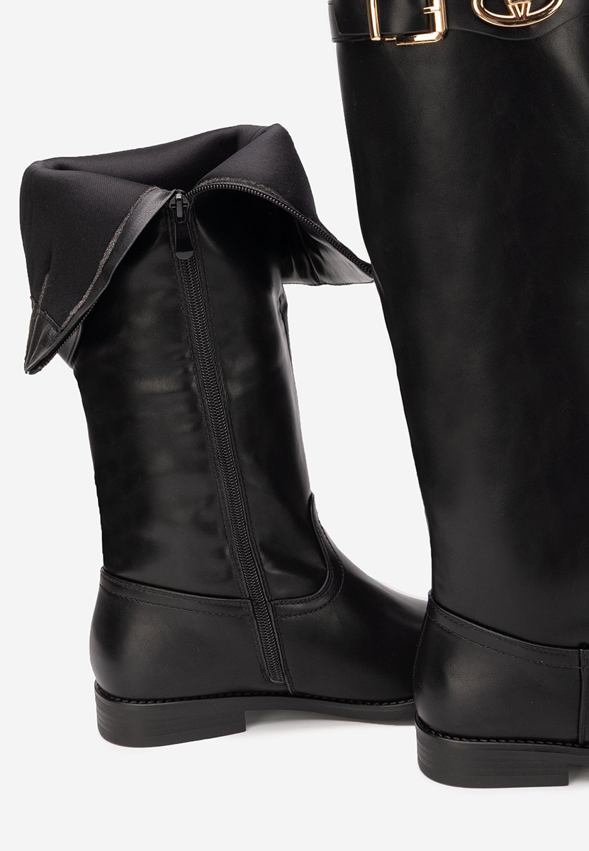 Nubira fekete lapos talpú csizma 