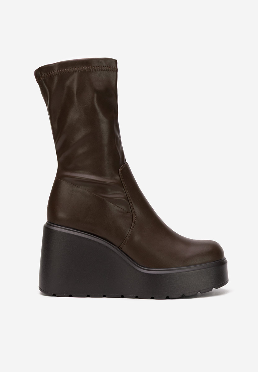 Lin v2 barna telitalpú platform bokacsizma