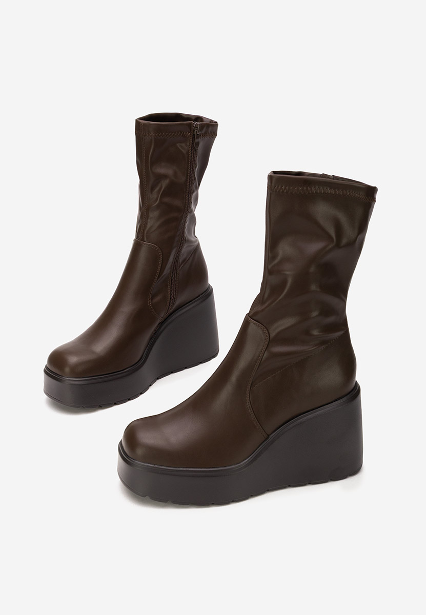 Lin v2 barna telitalpú platform bokacsizma