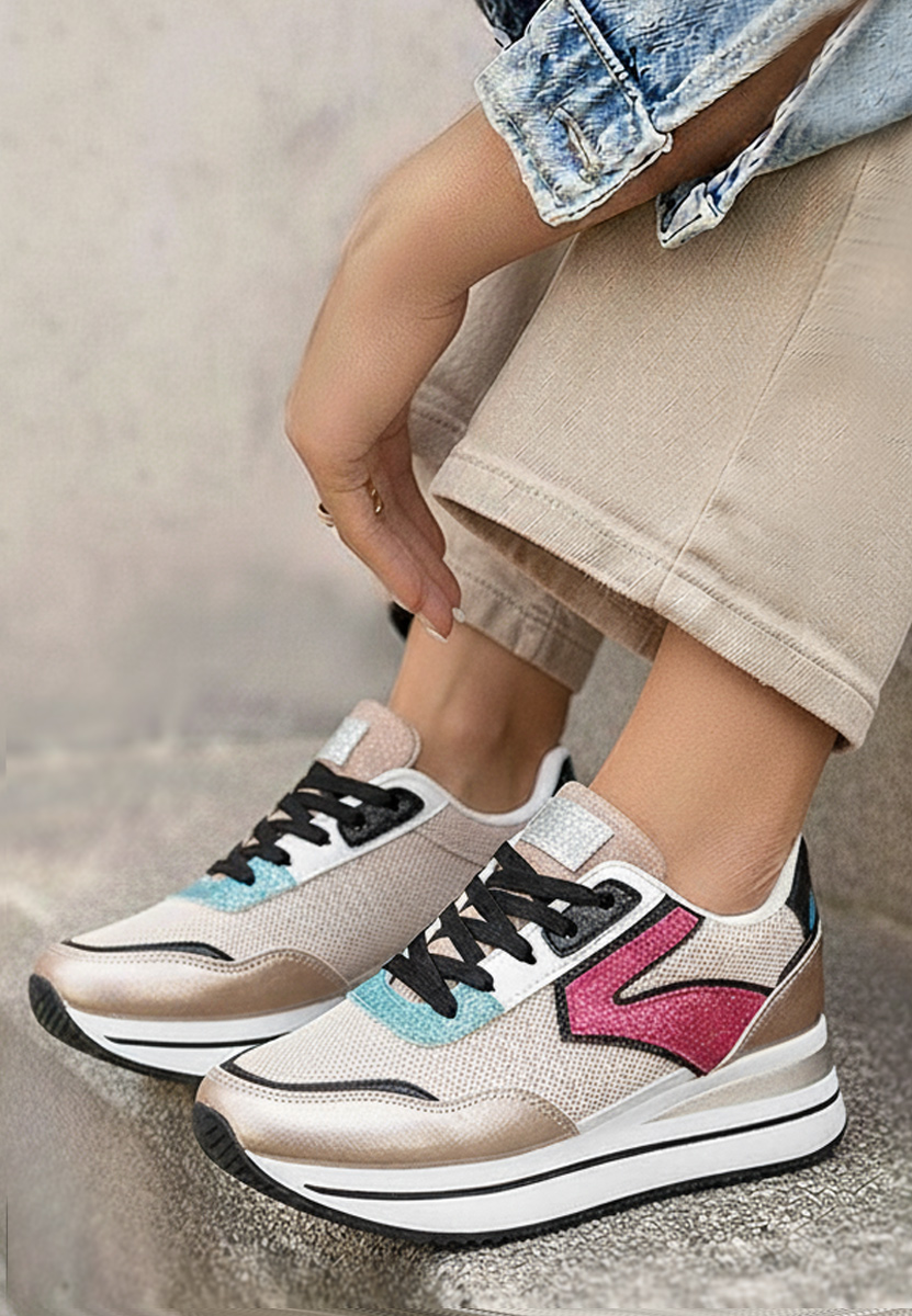 Tarika pezsgő színű telitalpú platform sneaker