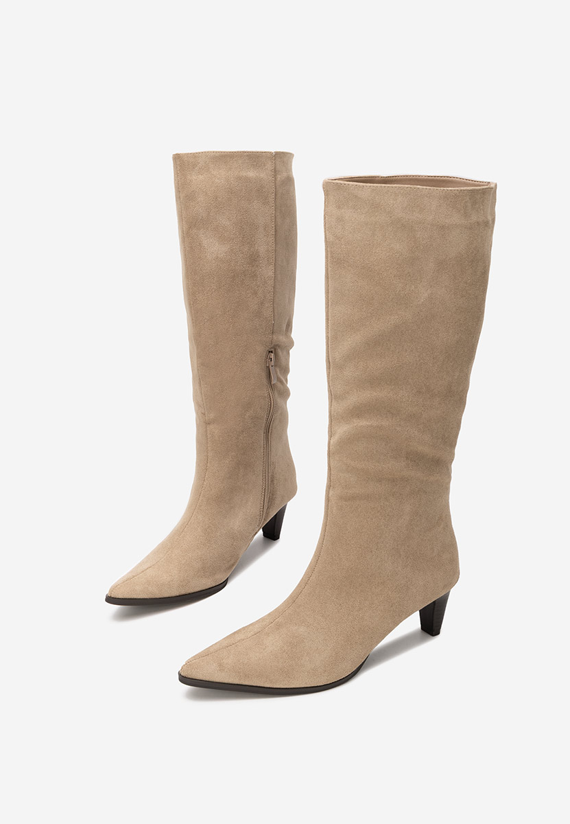 Favora khaki női elegáns csizma