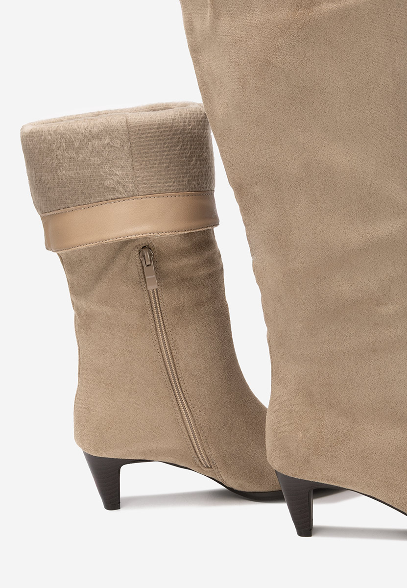 Favora khaki női elegáns csizma