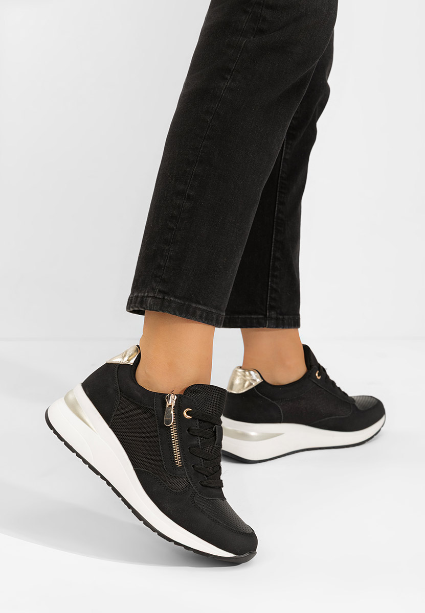 Floreia fekete platform sneaker cipő 