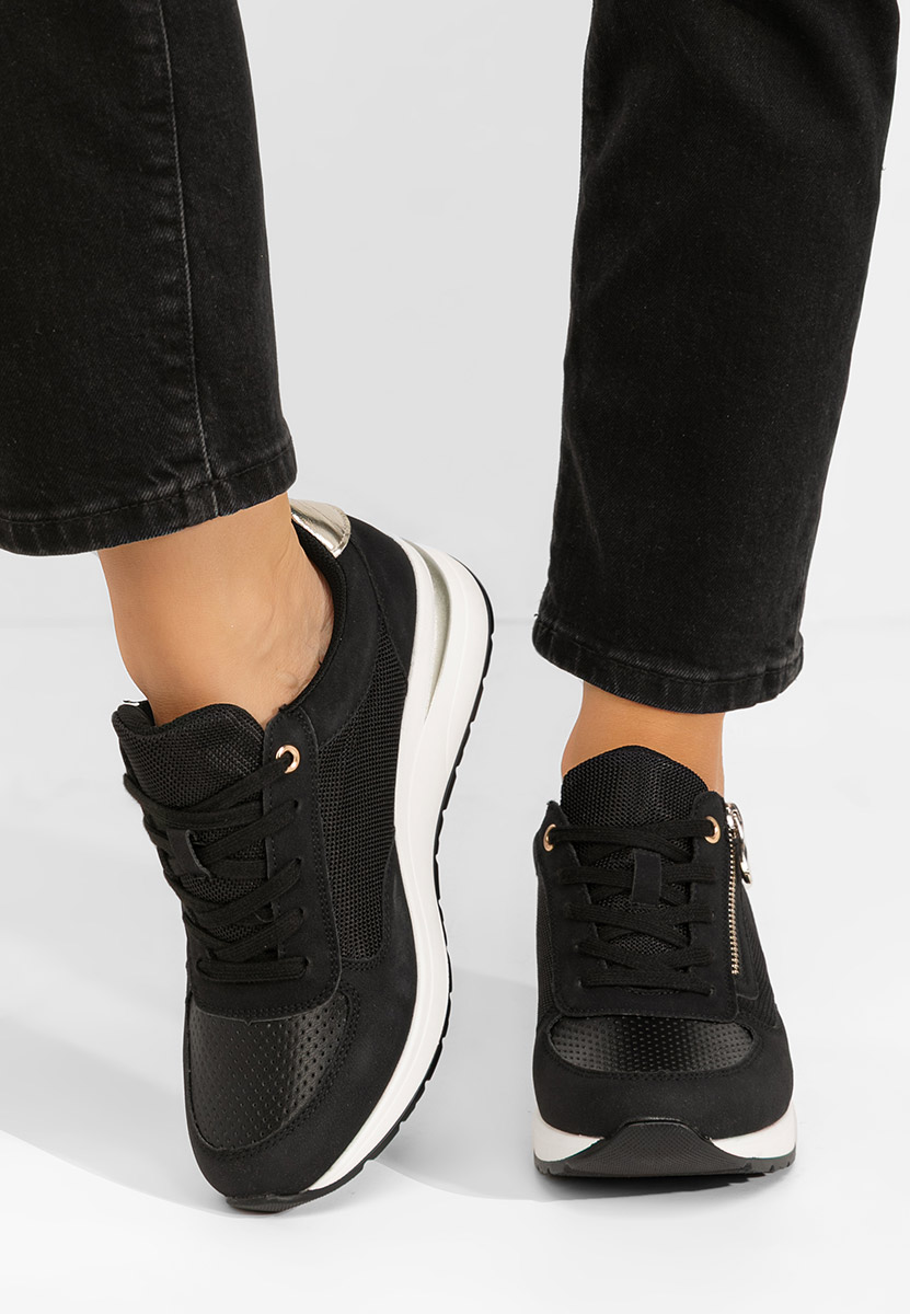 Floreia fekete platform sneaker cipő 