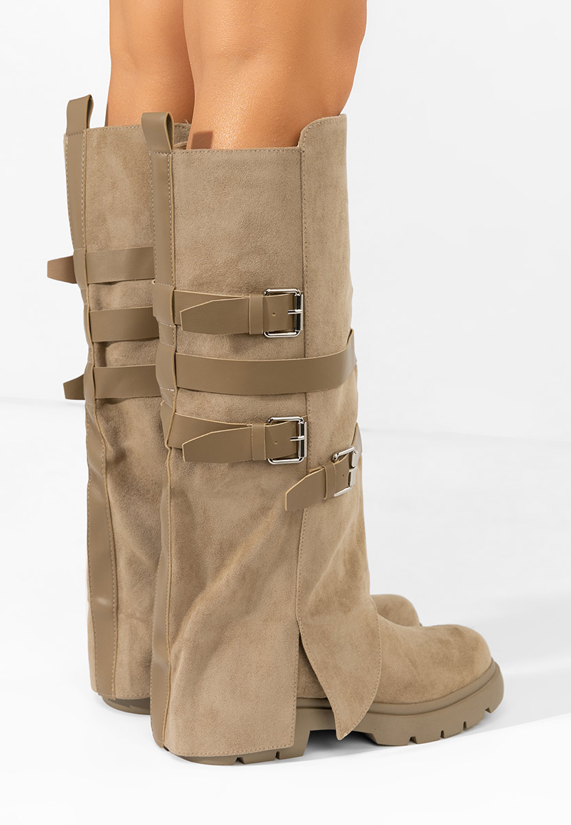 Glinara khaki lapos talpú csizma 