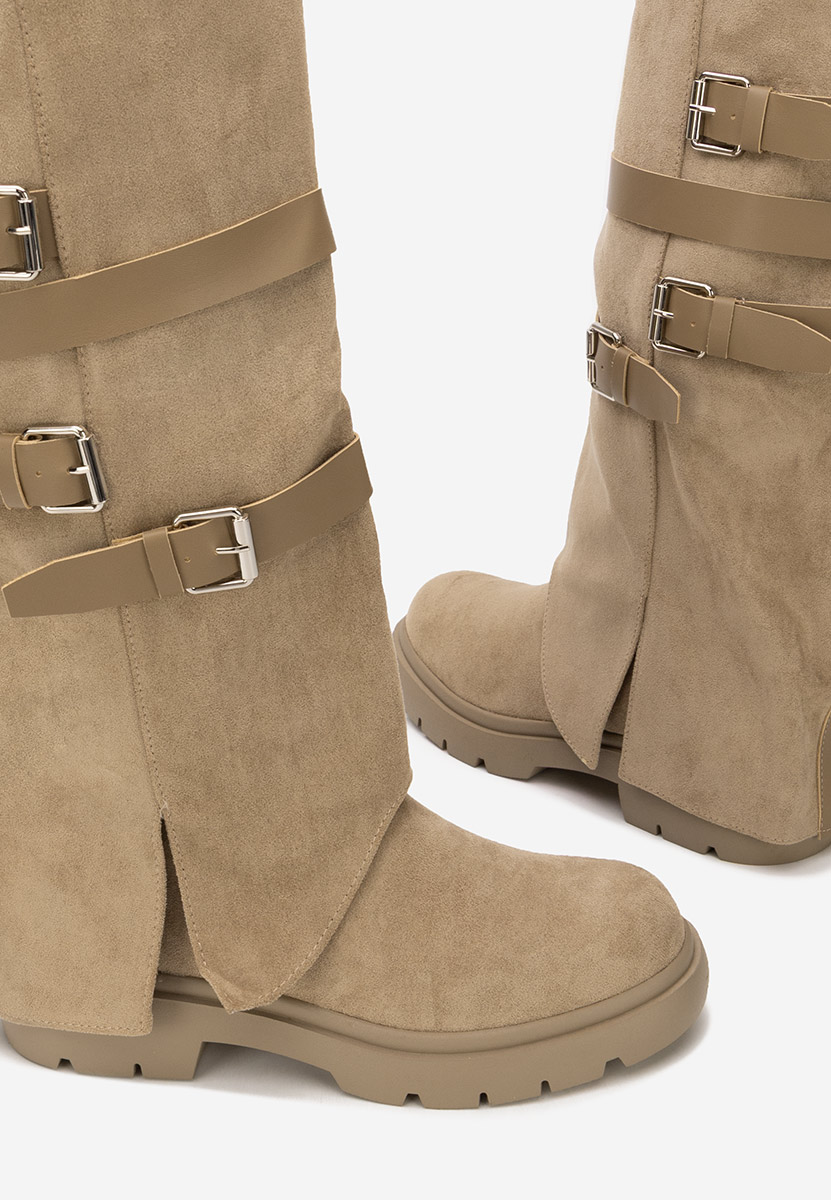 Glinara khaki lapos talpú csizma 