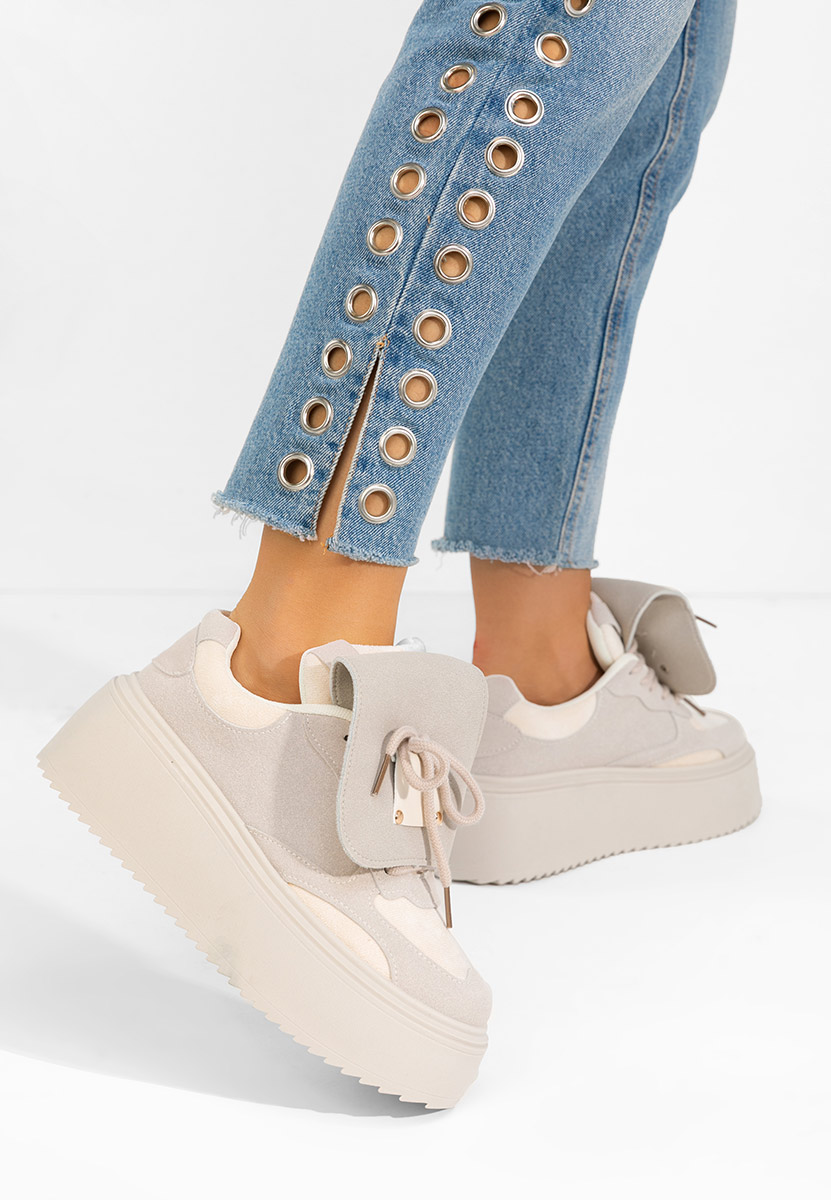 Oliveia bézs telitalpú platform sneaker
