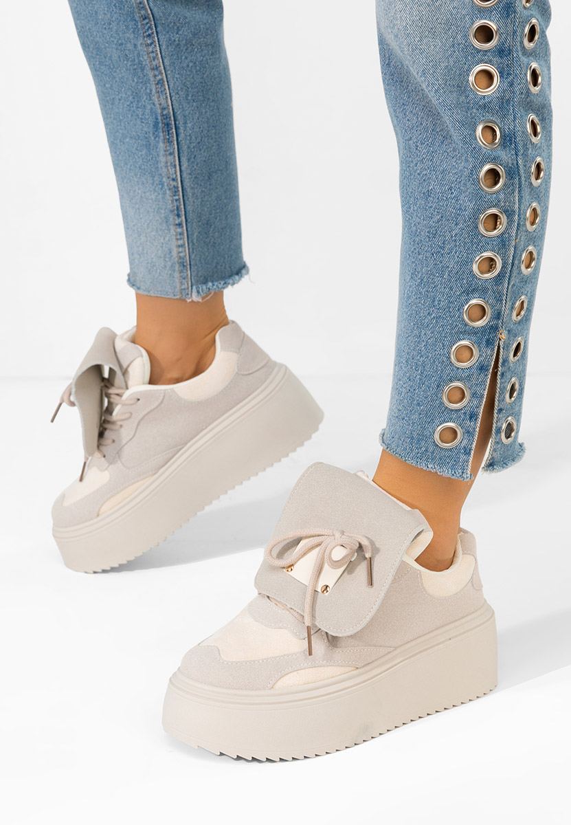 Oliveia bézs telitalpú platform sneaker