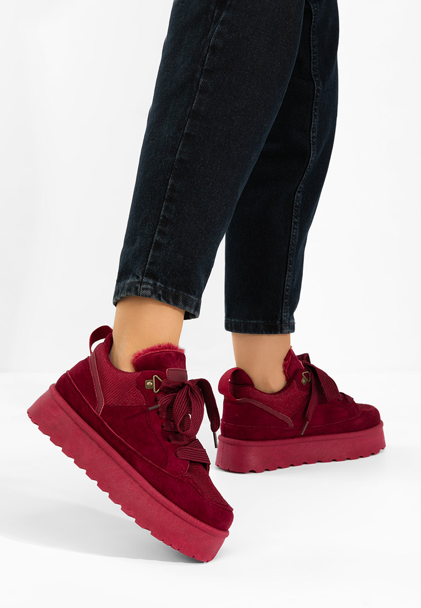 Isariel borvörös telitalpú platform sneaker