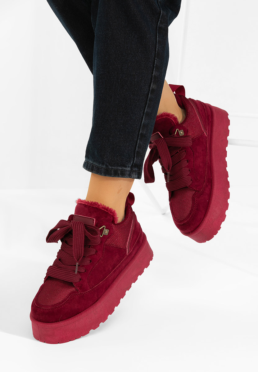 Isariel borvörös telitalpú platform sneaker