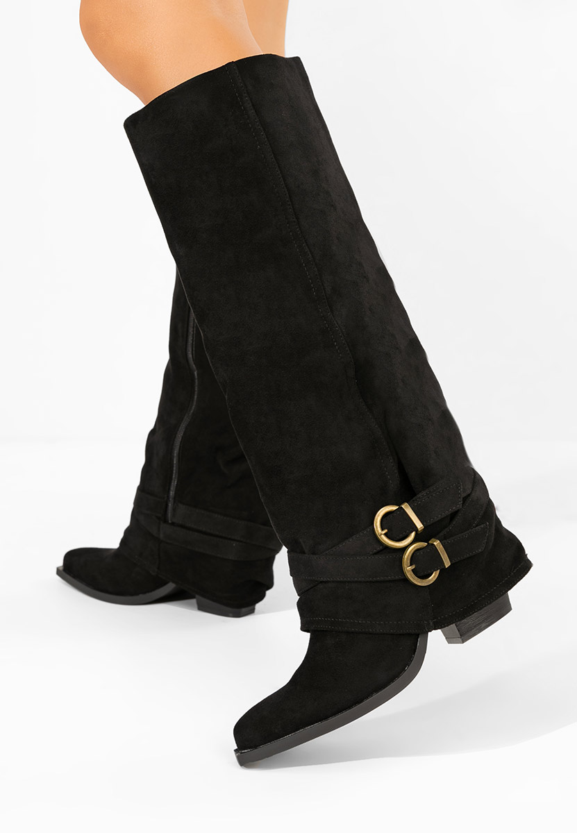 Vencilie fekete hosszú szárú magassarkú csizma 