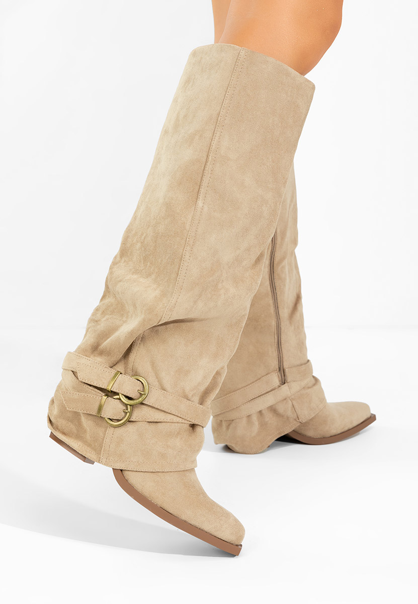 Vencilie khaki hosszú szárú magassarkú csizma 