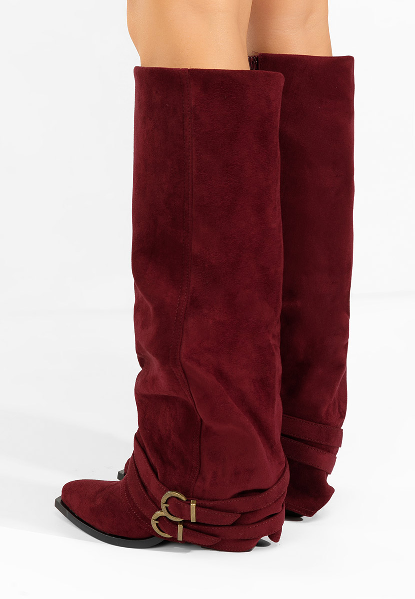 Vencilie borvörös hosszú szárú magassarkú csizma 