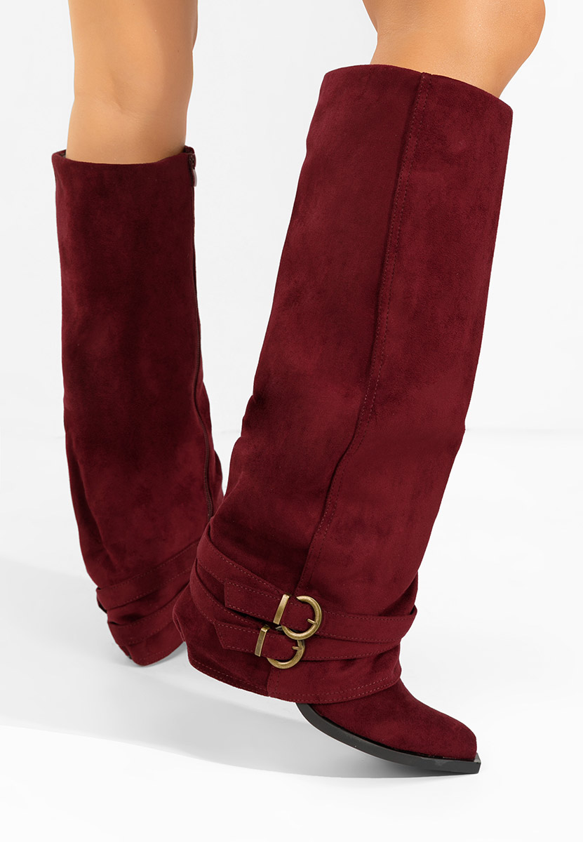 Vencilie borvörös hosszú szárú magassarkú csizma 