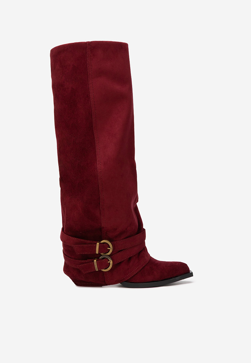 Vencilie borvörös hosszú szárú magassarkú csizma 