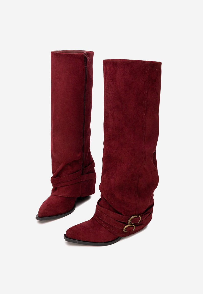 Vencilie borvörös hosszú szárú magassarkú csizma 