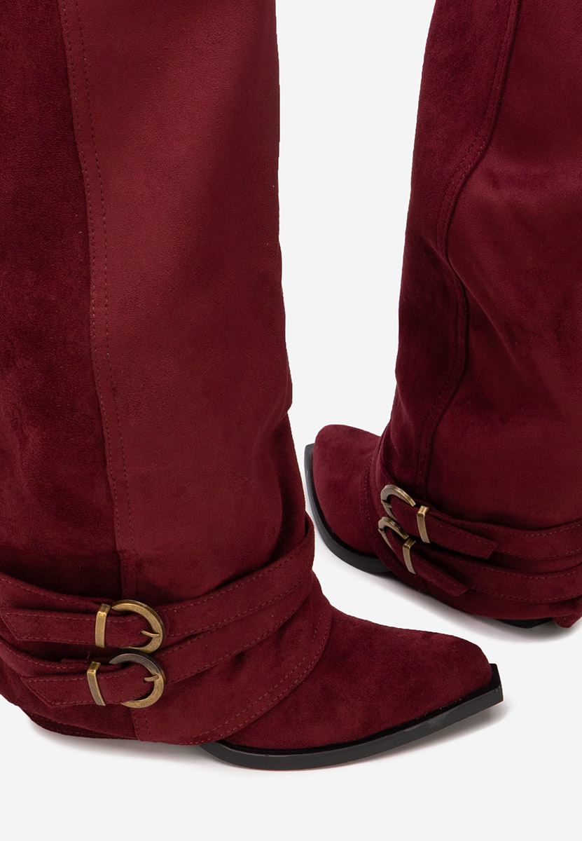 Vencilie borvörös hosszú szárú magassarkú csizma 