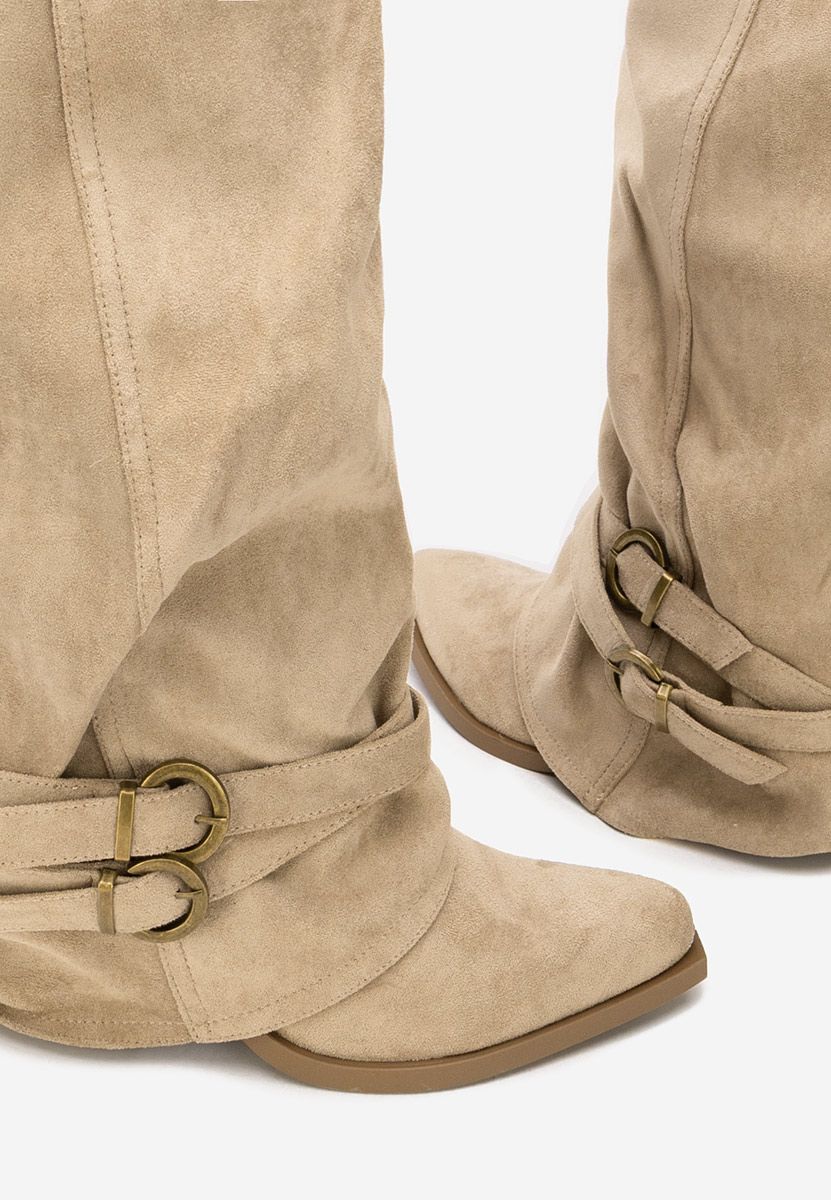 Vencilie khaki hosszú szárú magassarkú csizma 